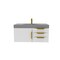 Castello Usa Thames 36-inch White Vanity Set with Gray Top and Gold Handles CB-MC-36W-GLD-20146-GR - alternate 1